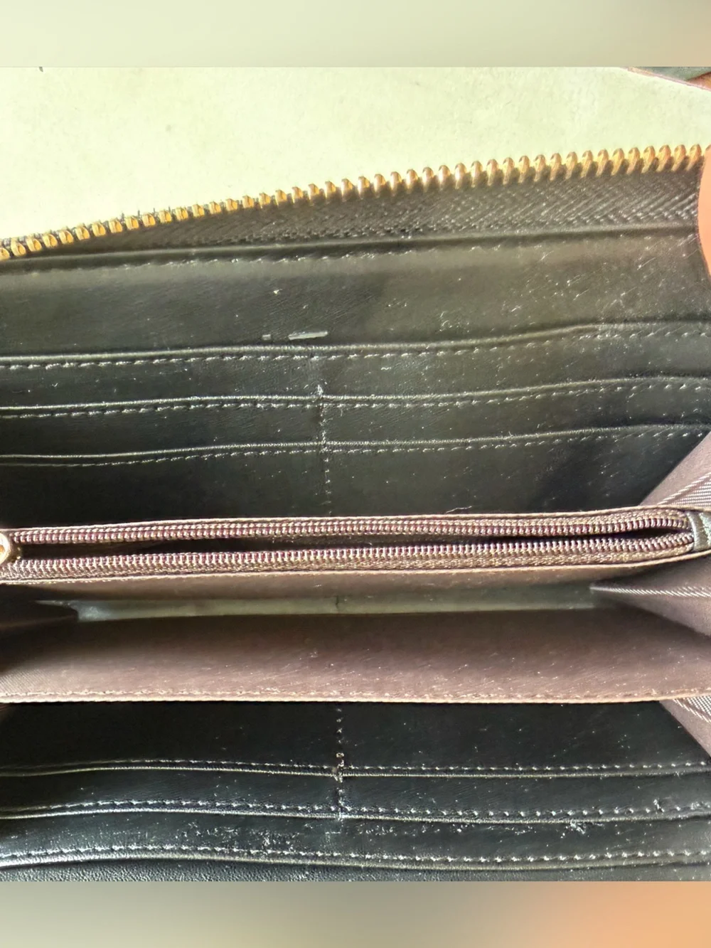 Fashion Black Embossed Vernis Zip Wallet with Gold Hardware